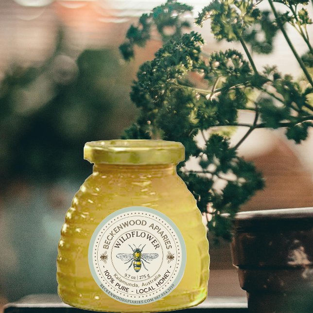 Etiqueta de miel de abeja amarilla Beekeeper Blue  (Subido por el creador)