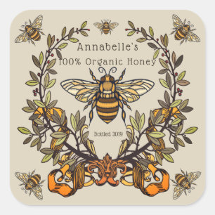 Etiqueta de miel de abeja de abeja de fantasía pe