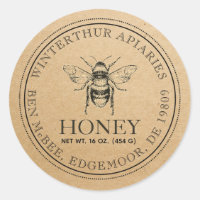 Etiqueta de miel de abeja de Kraft Vintage