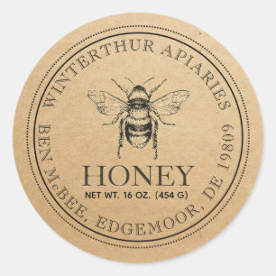 Etiqueta de miel de abeja de Kraft Vintage
