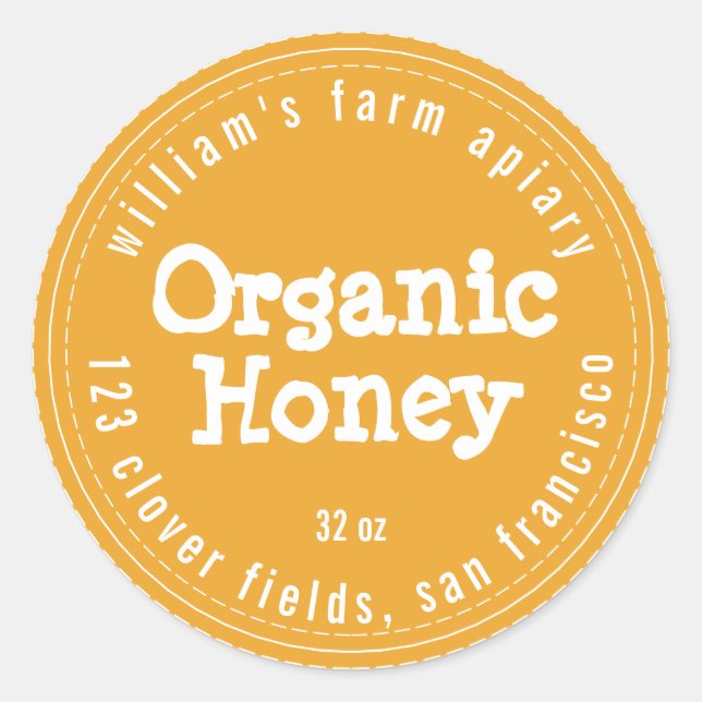 Etiqueta de miel de abeja de miel Mellow Amarillo (Anverso)