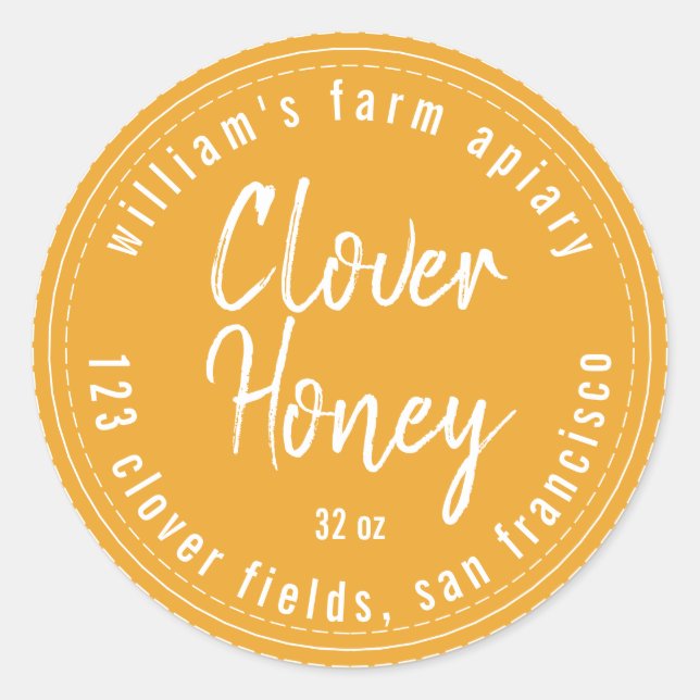 Etiqueta de miel de abeja de miel Mellow Amarillo (Anverso)