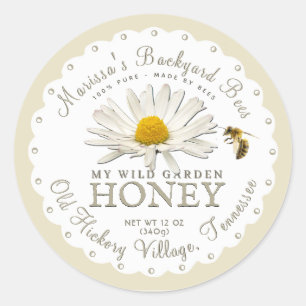 Etiqueta de miel de abeja de vieira blanca