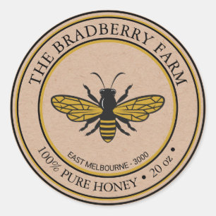 Etiqueta de miel de abeja estilo vintage de Kraft