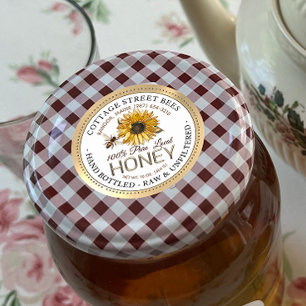 Etiqueta de miel de abeja veneciana de mano cruda