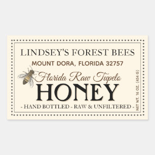 Etiqueta de miel de abeja veneciana de mano cruda