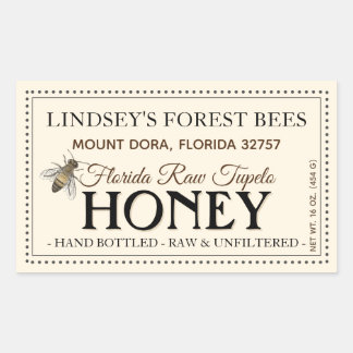 Etiqueta de miel de abeja veneciana de mano cruda 