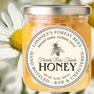 Etiqueta de Miel de Abeja Vintage Envasada a Mano