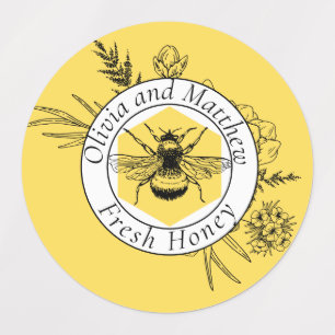 Etiqueta de miel de abeja vintage moderna embotell