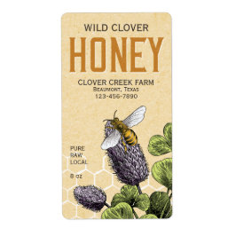 Etiqueta de miel de abeja y de trébol