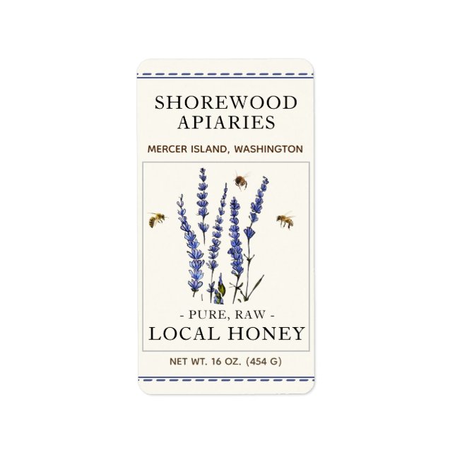 Etiqueta de miel de abejas y lavanda (Frente)