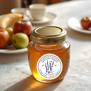 Etiqueta de miel de abejas y lavanda con borde de