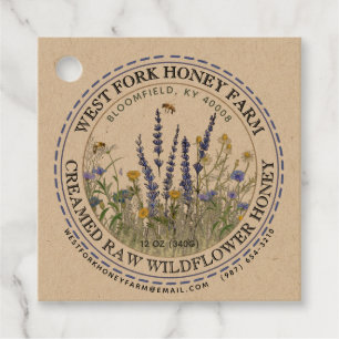 Etiqueta de miel de flor silvestre abejas de borde
