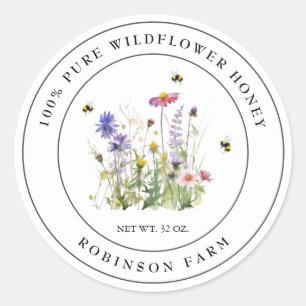 Etiqueta de Miel de Flor Silvestre con abejas
