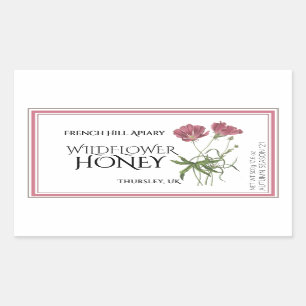 Etiqueta de miel de flor silvestre rosa (fecha rec