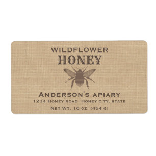 Etiqueta de miel de lino elegante simple