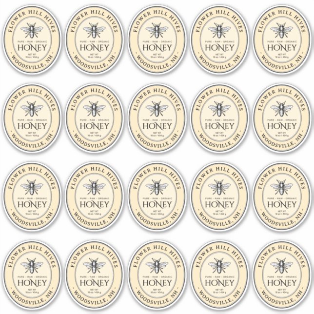 Etiqueta de miel de ovario pequeña Abeja francesa (Anverso)