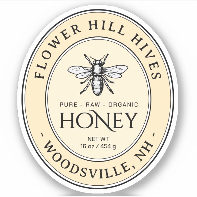 Etiqueta de miel de ovario pequeña Abeja francesa (Anverso)