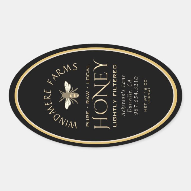 Etiqueta de miel de Queenline 16/32oz Abeja de abe (Anverso)