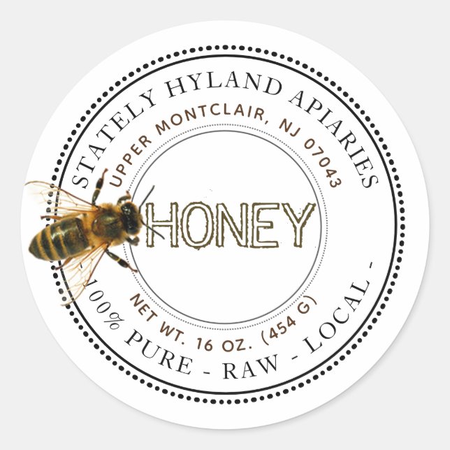 Etiqueta de miel editable para abejas curiosas (bl (Anverso)