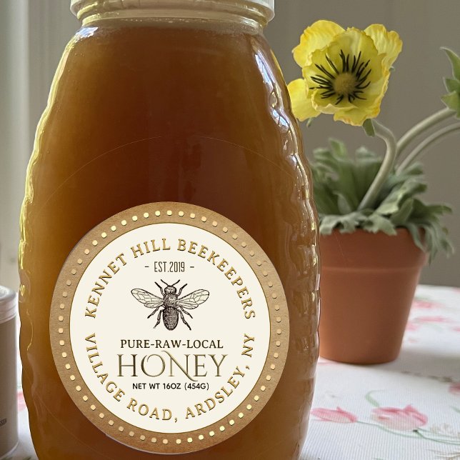 Etiqueta de miel Kraft frontera despuntada Abeja f (Subido por el creador)