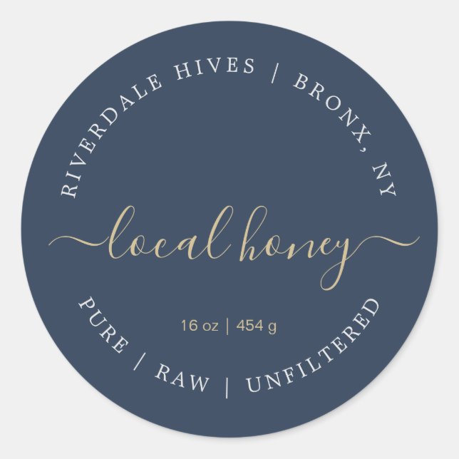 Etiqueta de miel minimalista local pura (Anverso)
