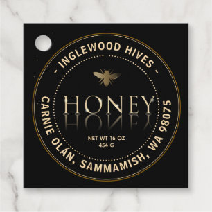 Etiqueta de miel negra con patrón de mimbre