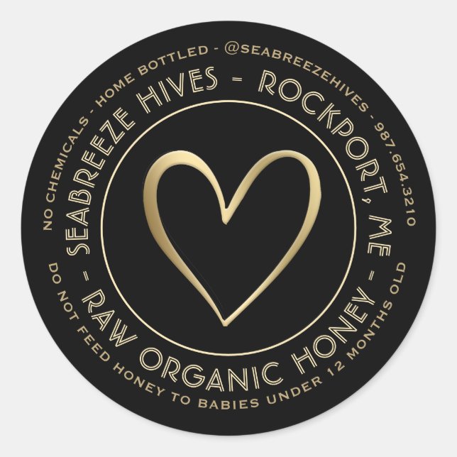 Etiqueta de miel orgánica embotellada en casa con  (Anverso)