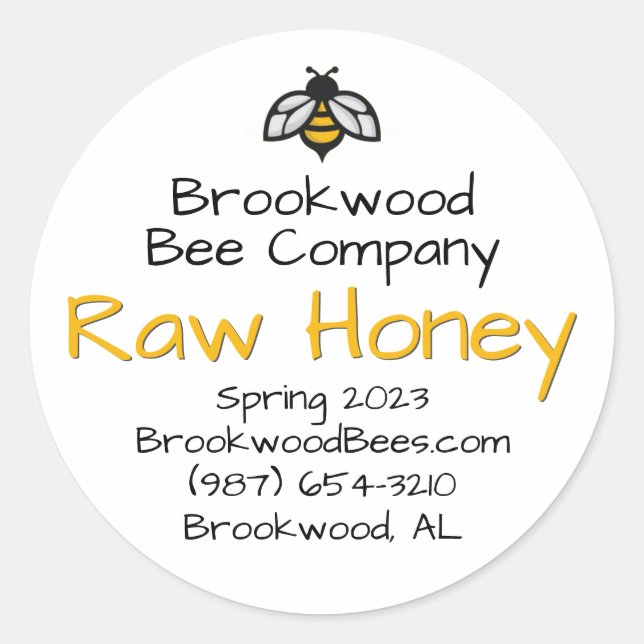 Etiqueta de miel para granjeros con abeja en el me (Anverso)