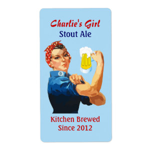 Etiqueta de Mini Cerveza de Mujer Muscular
