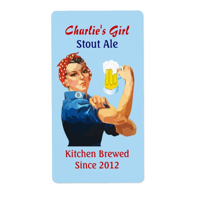 Etiqueta de Mini Cerveza de Mujer Muscular (Frente)