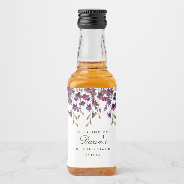 Etiqueta de minifrasco morado floral (Anverso)