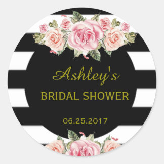 Etiqueta de Moda de flor redonda de vintage a raya