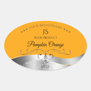 Etiqueta de monograma Naranja de decoración lujosa