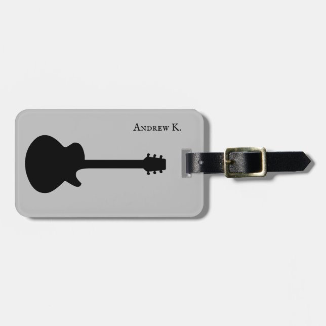 Etiqueta de música de guitarra negra de viajes (Frente Horizontal)