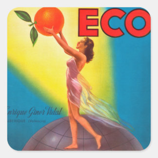 Etiqueta de Naranja ecológico de época