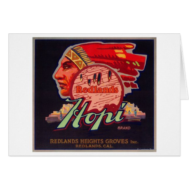 Etiqueta de Naranja HopiRedlands, CA (Anverso (Horizontal))