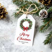 Etiqueta de Navidad de Corona Tradicional