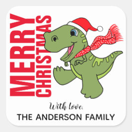 Etiqueta de Navidad de Dinosaurio