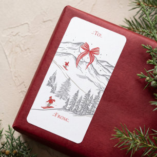 Etiqueta De Navidad De Montaña Alpina Nórdica De A