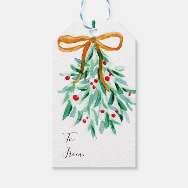 Etiqueta de Navidad de Muérdago (Anverso)