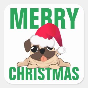Etiqueta de Navidad de perro Sant Pug