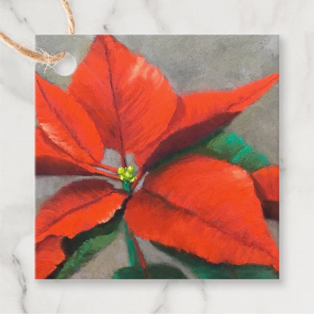 Etiqueta de Navidad de Poinsettia (Anverso)