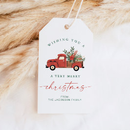 Etiqueta de Navidad del árbol rojo escandinavo de 
