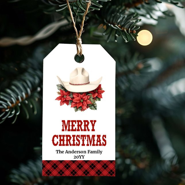 Etiqueta de Navidad del Salvaje Oeste editable con (Wild West Christmas tag editable with your name)