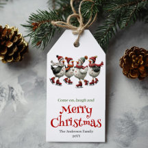 Etiqueta de Navidad personalizable de gallinas ext