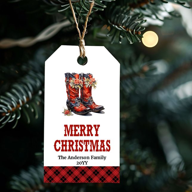Etiqueta de Navidad Yuletide Yeehaw con nombre per (Yuletide Yeehaw Christmas tag personalized name)