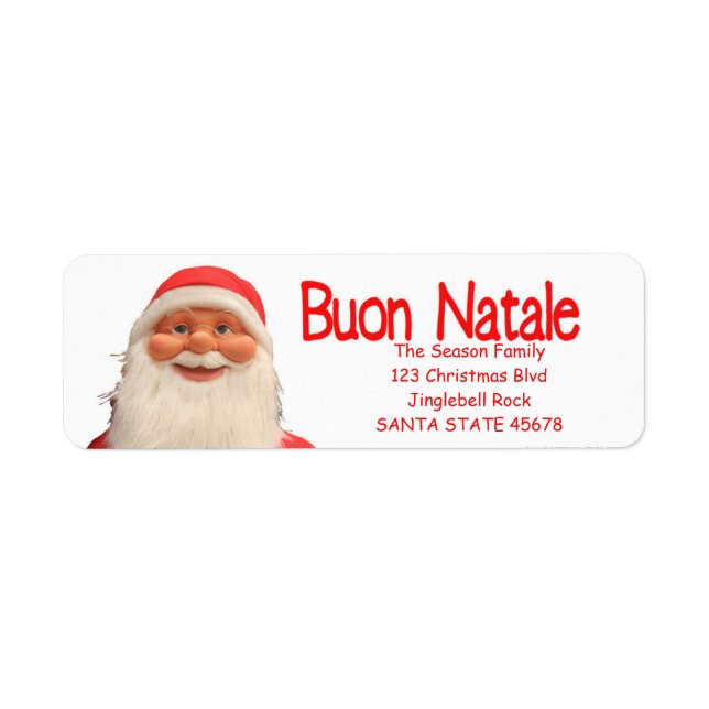 Etiqueta de Navidades Buon Natale de Santa (Frente)