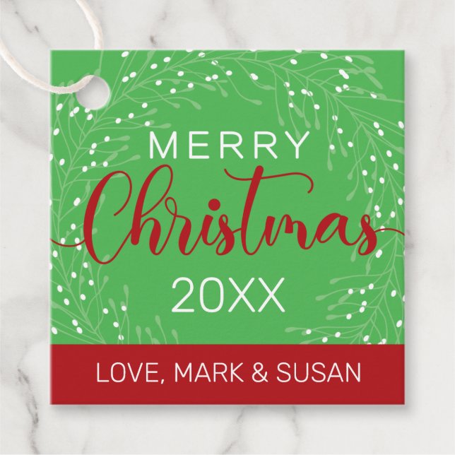 Etiqueta de Navidades cuadrados (verde) (Anverso)