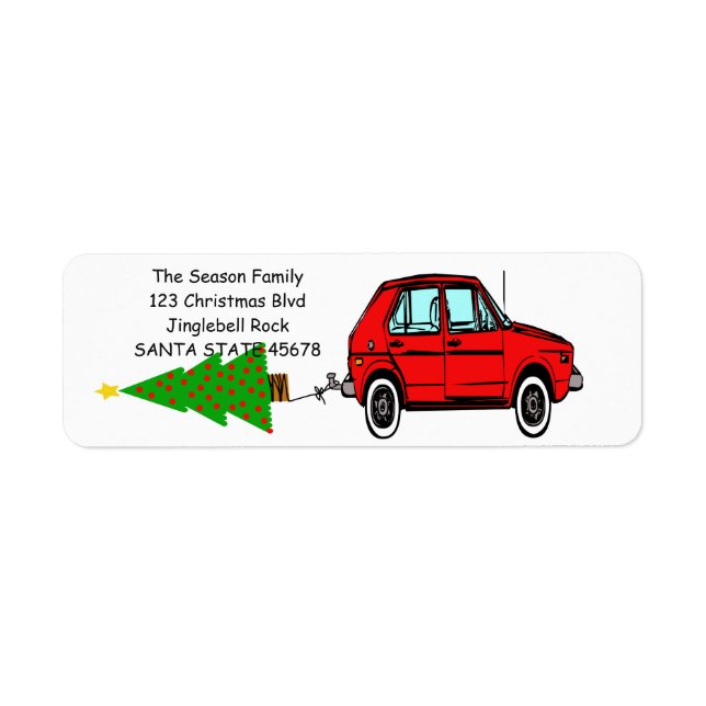 Etiqueta de Navidades de coches y árboles (Frente)